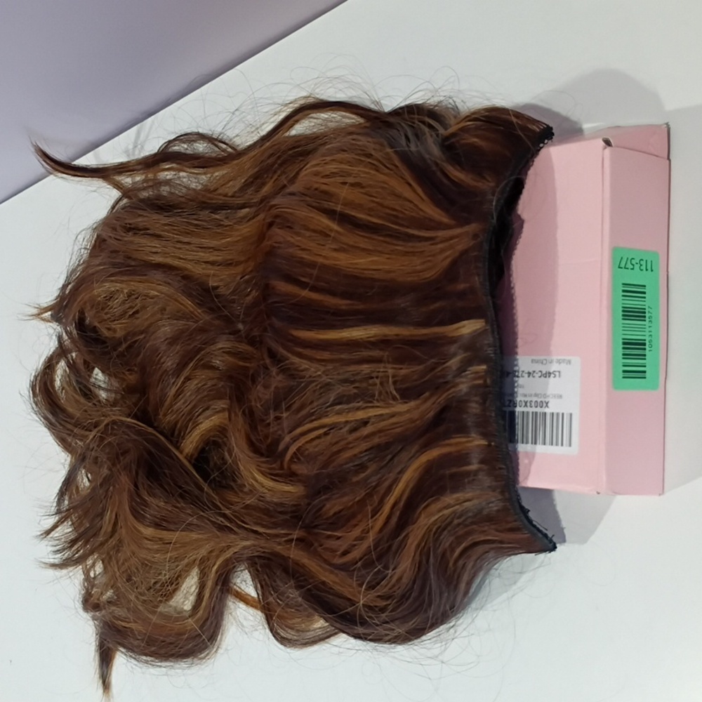 24” Beach Wave Clip-In Extensions‎ • Dark Brown w/ Highlights • 4PCS - Picture 4 of 5